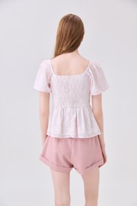 Dani Gingham Floral Babydoll Top In Pink