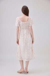 Lettie Ribbon Midi Dress In Blushing Rose