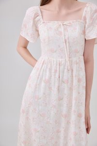 Lettie Ribbon Midi Dress In Blushing Rose