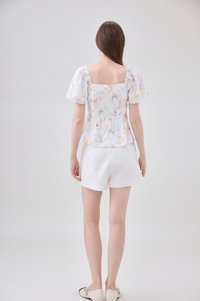 Oakleigh Panelled Sweetheart Floral Top In Watercolour Floral