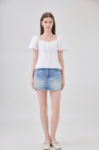 Karsyn Swiss Dot Crochet Ribbon Top In White