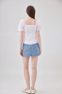 Karsyn Swiss Dot Crochet Ribbon Top In White