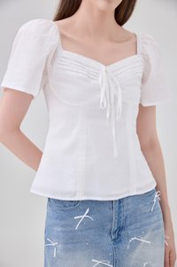 Karsyn Swiss Dot Crochet Ribbon Top In White