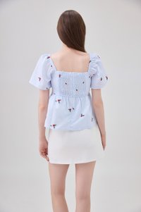 Galilea Gingham Ruched Babydoll Top
