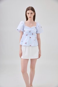 Galilea Gingham Ruched Babydoll Top