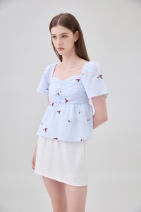 Galilea Gingham Ruched Babydoll Top