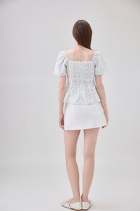 Lillie Panelled Sweetheart Floral Top In Floral Stripe