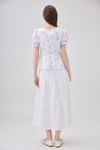 Lyanna Embroidered Empire Waist Babydoll Top In Blue