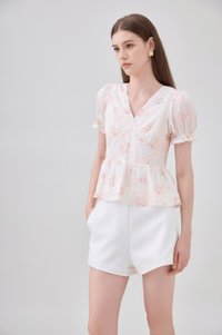 Lyanna Embroidered Empire Waist Babydoll Top In Blush