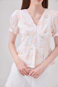 Lyanna Embroidered Empire Waist Babydoll Top In Blush