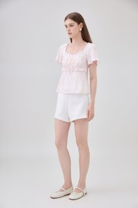 Laurel Gingham Floral Ribbon Top In Pink