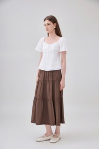 Miranda Pintuck Lace Ribbon Top In White