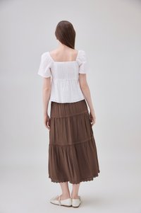 Miranda Pintuck Lace Ribbon Top In White