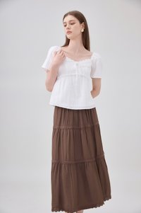 Miranda Pintuck Lace Ribbon Top In White