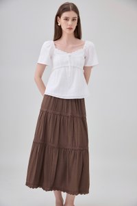 Miranda Pintuck Lace Ribbon Top In White