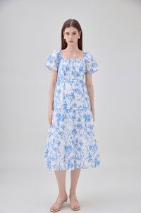 Analia Pintuck Toile Tiered Midi Dress