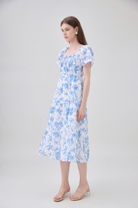 Analia Pintuck Toile Tiered Midi Dress