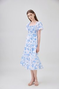 Analia Pintuck Toile Tiered Midi Dress