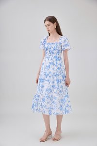 Analia Pintuck Toile Tiered Midi Dress