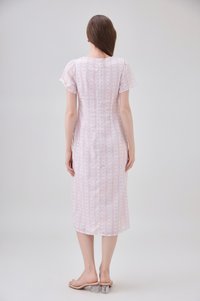 Elouise Eyelet Floral Button Midi Dress In Pink