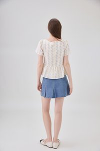 Celina Floral Vine Babydoll Top In Cream