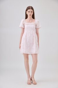 Siena Embroidered Fleur Crochet Dress In Blush Pink