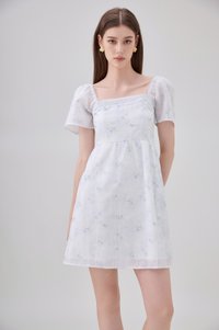Siena Embroidered Fleur Crochet Dress In Ice Blue