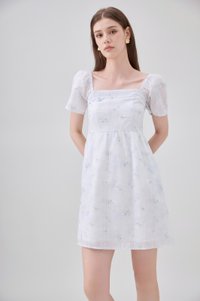 Siena Embroidered Fleur Crochet Dress In Ice Blue