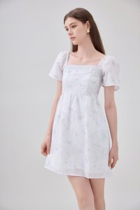Siena Embroidered Fleur Crochet Dress In Ice Blue