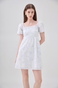 Siena Embroidered Fleur Crochet Dress In Ice Blue