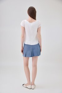 Thalia Lace Pintuck Button Top In White
