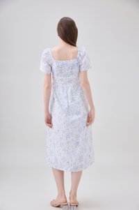 Bristol Floral Ribbon Midi Dress In Blue