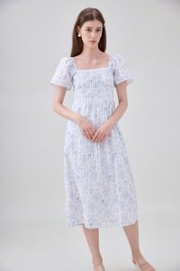 Bristol Floral Ribbon Midi Dress In Blue