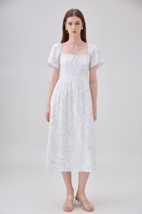 Lettie Ribbon Midi Dress In Toile Floral