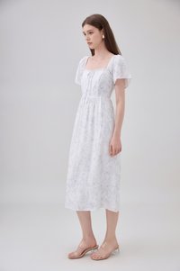 Lettie Ribbon Midi Dress In Toile Floral