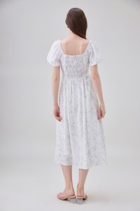 Lettie Ribbon Midi Dress In Toile Floral