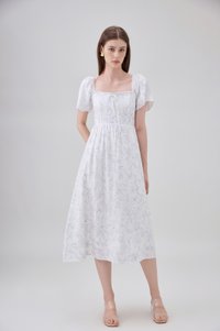 Lettie Ribbon Midi Dress In Toile Floral