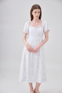 Lettie Ribbon Midi Dress In Toile Floral