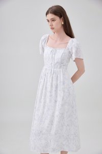 Lettie Ribbon Midi Dress In Toile Floral