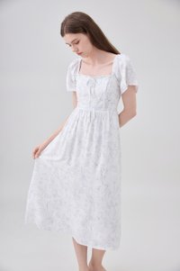 Lettie Ribbon Midi Dress In Toile Floral