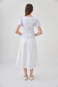Reina Pastel Floral Ribbon Top In Soft Blue