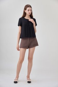 Belen Ribbon Textured Top In Black