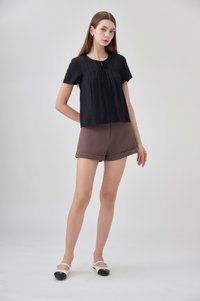 Belen Ribbon Textured Top In Black