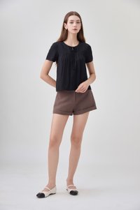 Belen Ribbon Textured Top In Black