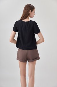Belen Ribbon Textured Top In Black