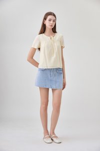 Belen Ribbon Textured Top In Butter Yellow