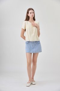 Belen Ribbon Textured Top In Butter Yellow