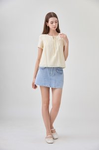Belen Ribbon Textured Top In Butter Yellow