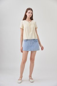 Belen Ribbon Textured Top In Butter Yellow
