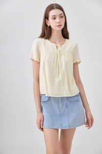 Belen Ribbon Textured Top In Butter Yellow